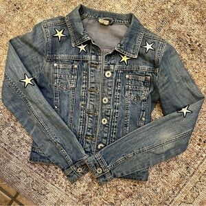 VRS BY TRK Original Vintage Embroidered Star Patchwork Denim Jean Jacket S